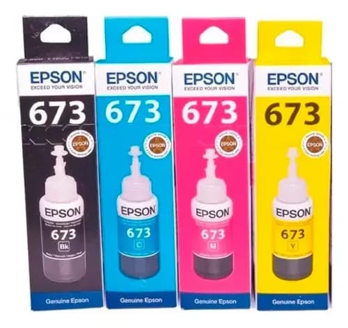 Juego Tintas Para Epson 673 4 Colores Tinta Negro Negro