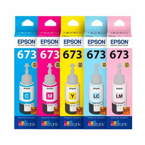 Tinta Epson T673 Pack De 5 Colores L800 L805 L810 L850 L1800