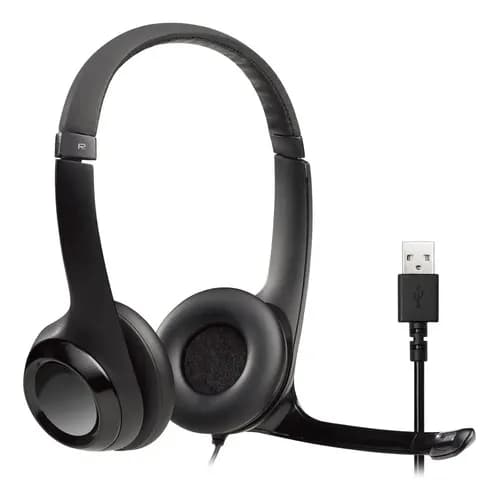 Auriculares Logitech H390 Con Micrófono Usb Color Negro Negro