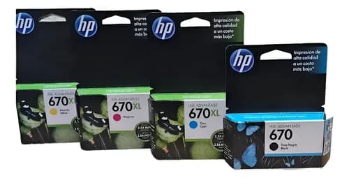 Hp 670 Negro + Hp 670xl Combo Cian Magenta Amarillo Vencido