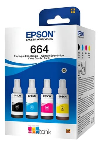 Pack Tinta Epson 664 Negro Cyan Amarillo Magenta Original