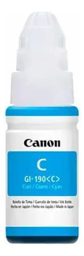 Botella De Tinta Canon Gi 190 C Cian 70ml 6000 Pags G1100 Cian