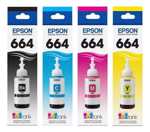 Kit De Tinta Epson 664 Con 4 Impresoras L365 L220 Mix Ink