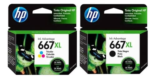 Combo Cartuchos Hp 667xl Negro Y Tricolor Adventage De Alto Rendimiento Original