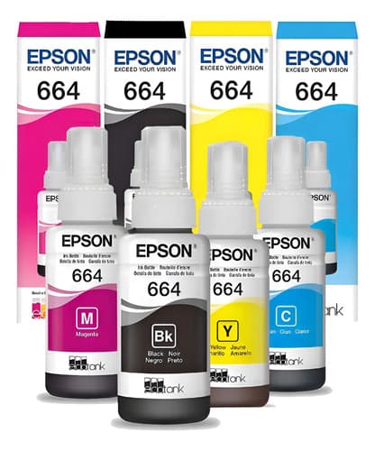 Tinta Epson Original 664 Combo Negra Cian Amarilla Magenta Negro, Cian, Amarillo, Magenta