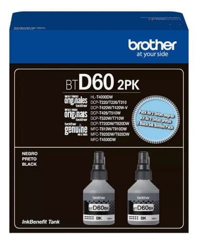 Tinta Para Impresora Brother Btd60bk Color Negro 2 Botellas De 108ml Cada Unidad