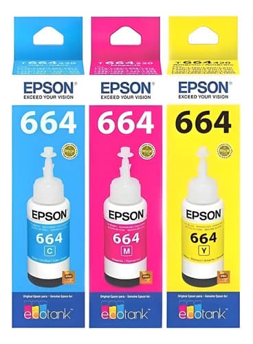 Tinta Epson 664 3 Colores L110 L200 L350 L355 L1300 Original Colorida