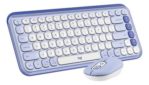 Kit Teclado Y Mouse Logitech Pop Icon, Español, Lila Mouse Lavanda Teclado Lavanda
