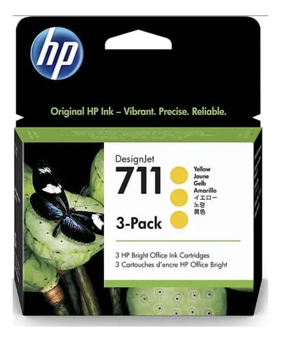 Pack X3 Cartuchos De Hp 711 Amarillo 29ml Cada Uno Cz136a