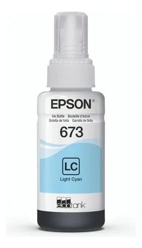 Tinta Epson T673 Cian Claro L805 L810 L850 L1800 Light Cian