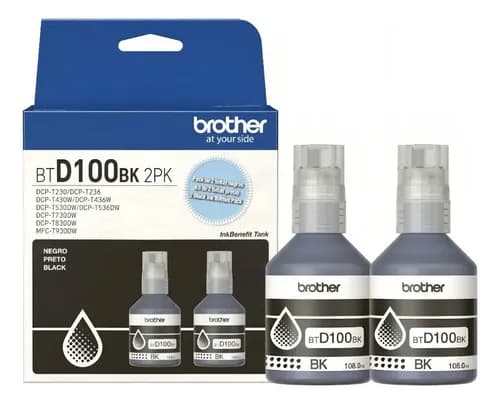 Brother Btd100bk 2 Pack De Botellas De Tintas Color Negro Para T230 T430w T530dw T730dw T830dw