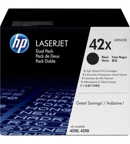 Tóner Láser Hp Negro Para Impresoras 4250 Y 4350, Pack De 2 Unidades
