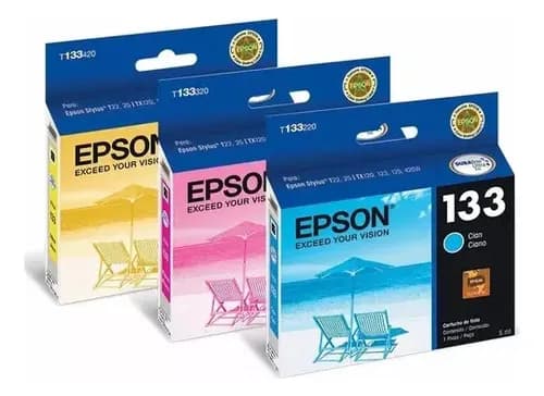 Combo Cartucho Epson 133 Cian Magenta Amarillo Colores