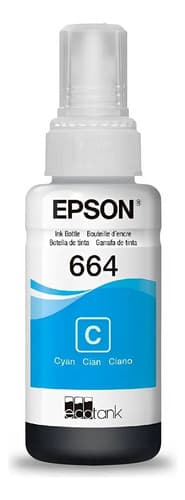 Tinta Epson T664 Cian De 70 Ml Para Ecotank